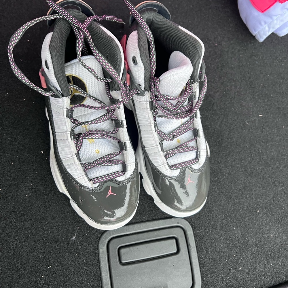 Kids Jordan Sneakers - Gray and Pink